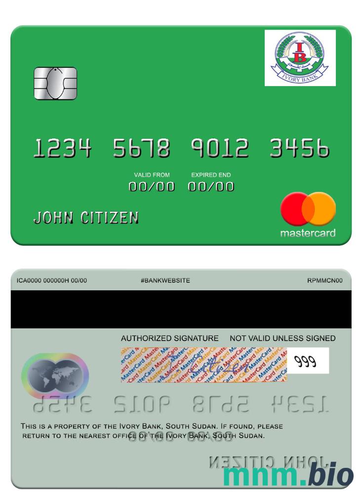 South SudanIvory Bank przykład karty mastercard w formacie PSD
